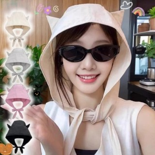 Mũ Chống Nắng Tai Mèo Dễ Thương - Dây đeo Tiện Lợi, Chống Tia UV Hiệu Quả, Khăn Trùm đầu Nhanh Khô