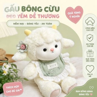 Búp Bê Sang Trọng Cừu Dễ Thương Mềm Mại Cao Cấp Lông Ngủ Đồng Hành Quà Tặng Sinh Nhật Bé Gái Trắng