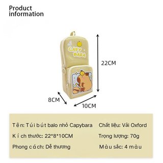Hộp đựng bút chì Capybara Vải Oxford Nhiều túi Dung tích lớn Nhà tổ chức văn phòng trường học dễ thương