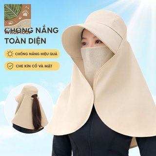 Mũ chống nắng UV vành rộng với mặt nạ cổ detachable, thoáng khí SPF50 - Perfect cho chuyến du lịch ngoài trời