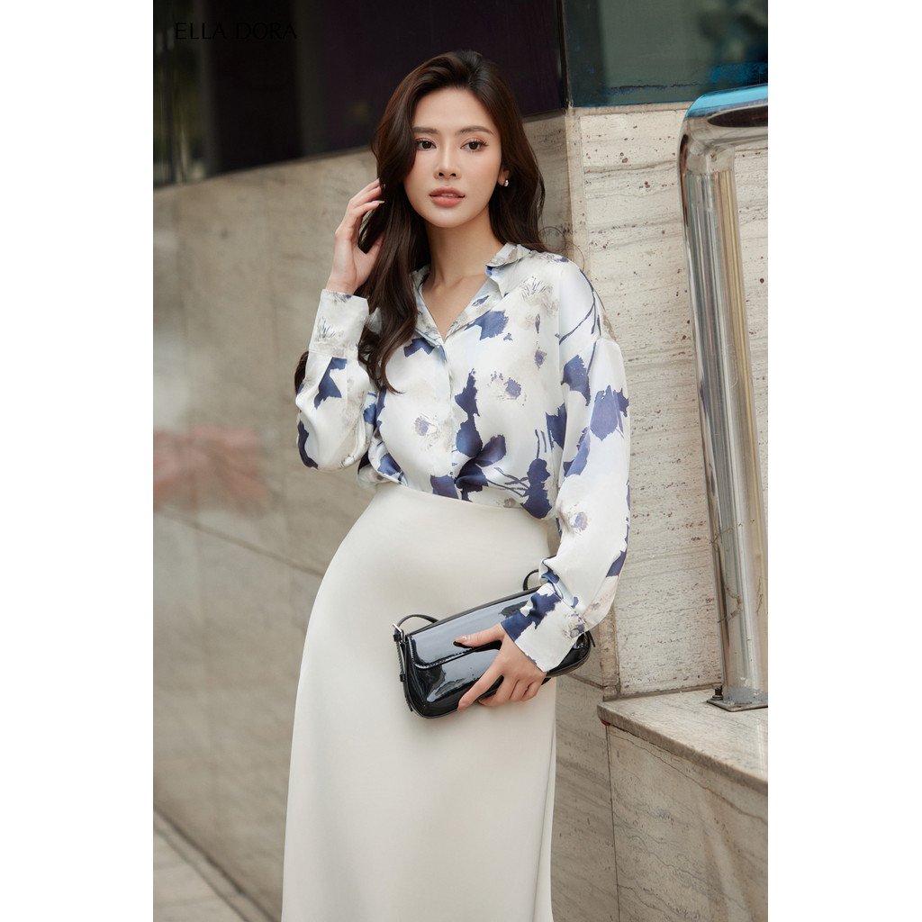 Chân váy lụa ELLA DORA dáng A dài mềm mại thanh lịch phong cách công sở 3 màu ĐEN/BE/TRẮNG [CV190]