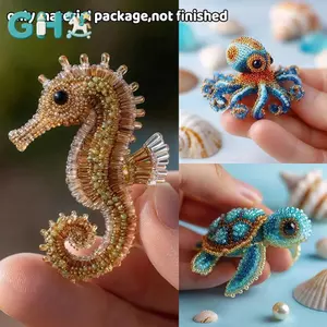 GHX 1 Bộ Bộ Thêu Hạt Chất Liệu Paage DIY Bạch Tuộc Dễ Thương Rùa Cá Mập Thiết Kế Thủ Công Bộ Dành Cho Người Mới Bắt Đầu Sáng Tạo Handmade Quà Tặng VN