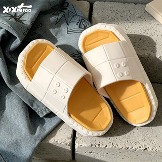 XIXITIAO Dép Nữ Màu Sắc Phù Hợp Với Khối Xây Dựng Giả Đế Dày Mùa Hè Cặp Đôi Thời Trang Bãi Biển Ngoài Trời