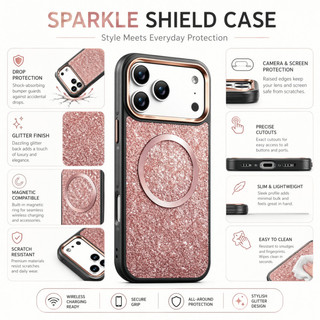 Ốp điện thoại kinh doanh từ tính túi khí lấp lánh thời trang sang trọng cho iPhone 17 16 15 14 13 Pro Max Bìa cứng
