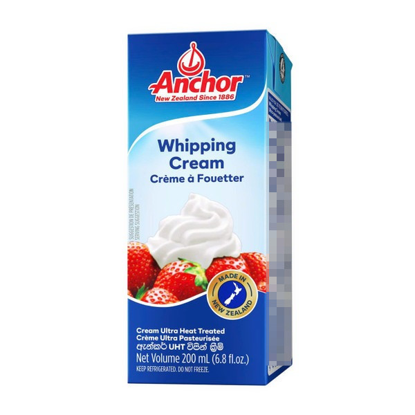 Kem Tươi Tiệt Trùng Whipping Anchor 200ml Không Đường Giúp Kem Dễ Đánh Bông Mịn Và Đứng Form Tốt