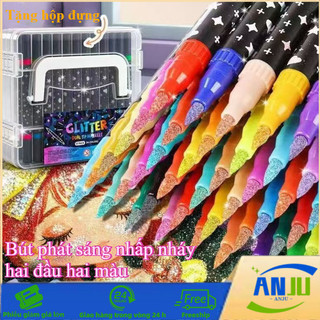 Bút Hai Màu Lấp Lánh đầu Mềm Cho Trẻ Em Khô Nhanh, Nhũ Kim Loại Bút Acrylic Vẽ Sổ Tay