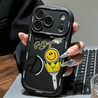 Ốp điện thoại hình hoa cúc và mặt cười G-Dragon cho iPhone 17 / 16pro Max / 15Plus / 14 / 13 / 12 / X / 7 / 11 Vỏ mềm silicon mờ trọn gói bền chống rơi