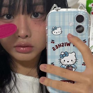 Ốp lưng IPhone 17 16 15 14 13 12 11 ProMax XSMax 7 Plus Dễ thương Kimono phim hoạt hình KT mèo trường hợp điện thoại