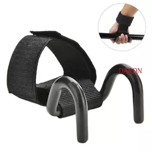 Móc cử tạ DARON, Dây đeo móc thép màu đen có thể điều chỉnh, Tay cầm hỗ trợ cổ tay Kéo lên Phụ trợ mạnh mẽ Móc cử tạ
