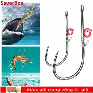 SAVORBOX 10 chiếc Móc Câu Cá Thép Carbon Cao, Móc Mồi Tôm Sống Bằng Thép Carbon Cao, Móc Câu Cá Sâu Mềm 2024 Móc Câu Cá Biển