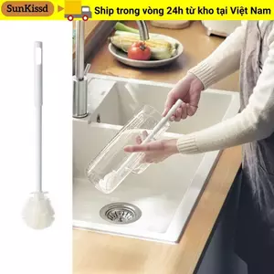 SUNKISSD Glass Cleaner, Bàn chải gấp đầu cốc silicon, Bàn chải làm sạch tay cầm dài Chai uống nước