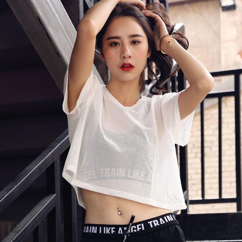 [Ưu đãi đặc biệt trong thời gian có hạn] Áo nỉ lưới thể dục rỗng dành cho nữ Quần yếm tập Yoga khô nhanh chạy bộ khiêu vũ thoáng khí tay ngắn