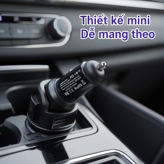 Sạc Xe Hơi Cổng Kép USB Loại C Sạc Nhanh Nhôm Mini Tự Động Ổ Cắm QC PD Đa Năng