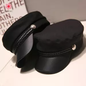 MJnmc Mũ Da Thủy Thủ Mũ Flat Top Captain Cap Du Lịch Cadet Mũ Mới