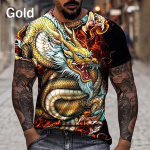 Nhanh Khô Áo Thun Unisex Tay Ngắn Rồng 3D In Hip Hop Tee, Thoáng Mát Hàng Ngày Hàng Ngày