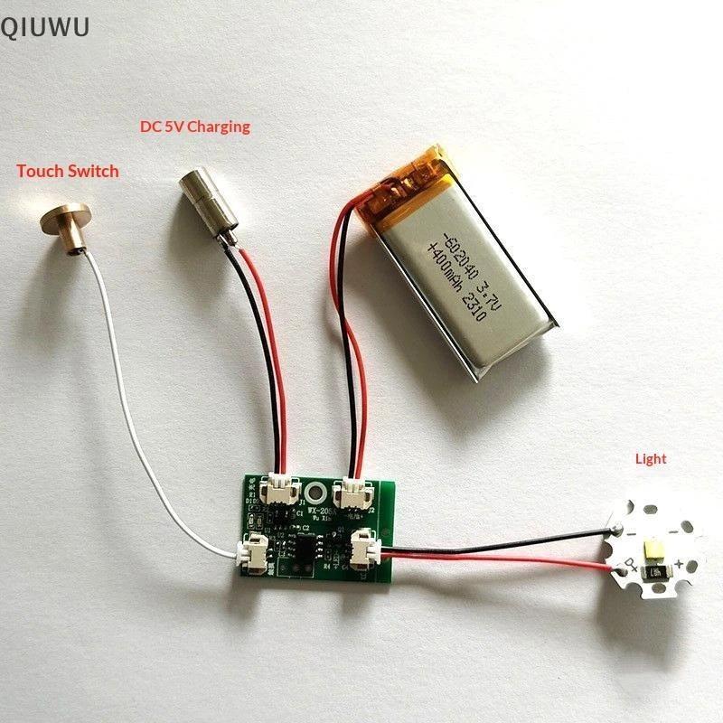 QIUWU 1 Cái 5V 2A Bộ điều khiển bảng đèn đơn / màu kép điện áp thấp Mô-đun chuyển đổi cảm ứng LED có thể sạc lại PCB.