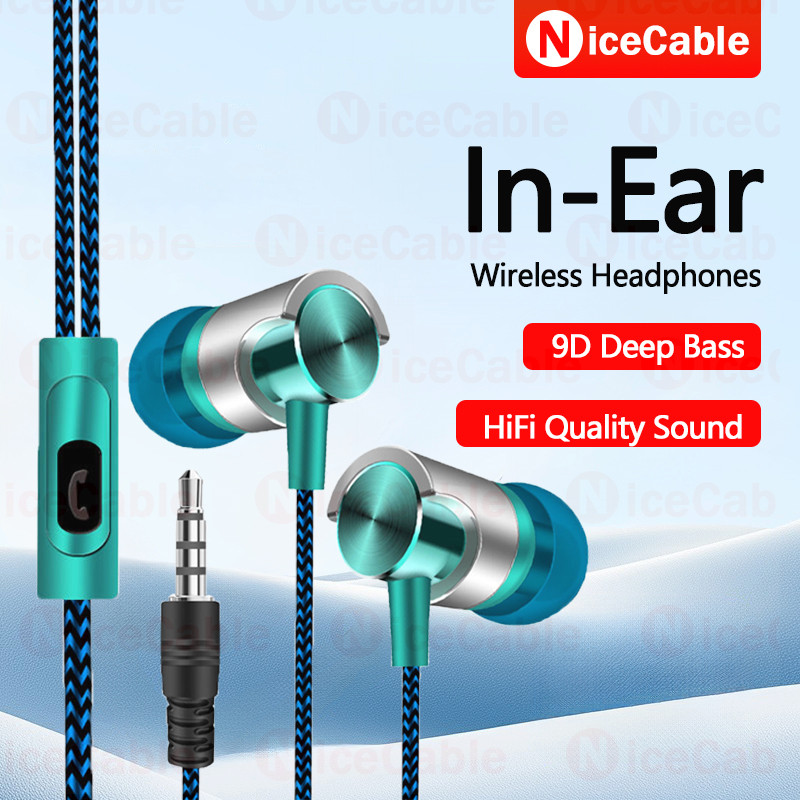 Tai nghe in-ear 3,5mm âm trầm sâu 9D, âm thanh HiFi, vỏ nylon, tương thích rộng