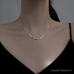 Bạc Ba Chiều Vòng Cổ Vuông Nữ Đơn Giản Phù Hợp Với Xương Đòn Vuông Dây Chuyền Ánh Sáng Sang Trọng Niche Thiết Kế Cao Cấp Phong Cách Mát