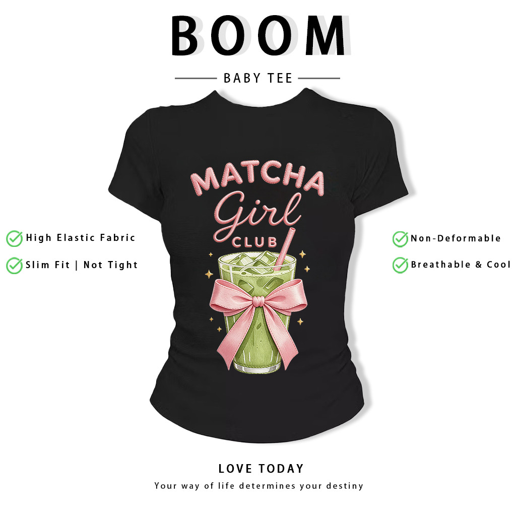 BOOM Áo Baby Tee Nữ Cotton Ôm Body-Áo Thun Ngắn Tay Y2K In Hình PhongCách Mùa Hè, Cổ Tròn Hàng Đầucách hàn quốc phongG26