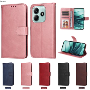 Ốp Lưng Cho Redmi 14C Redmi 14R Redmi A4 Redmi Note 14 4G Xiaomi POCO C75 Mới Sang Trọng Ví Lật Cổ Điển Da Màu Trơn Bảo Vệ Toàn Diện Vỏ Điện Thoại Mềm Chống Sốc