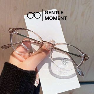 Gọng kính oval kim loại GENTLE MOMENT kính mắt mèo chống ánh sáng xanh chống tia UV thời trang nữ GMK207