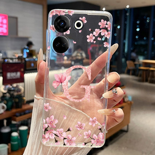Ốp Điện Thoại Cho Tecno Camon 20 4G CK6N / 20 Pro 4G CK7N Ốp Lưng Hoa Xinh Đẹp Trong Suốt Mỏng Mềm Silicone Cặp Đôi Bao