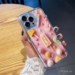 Ốp điện thoại chống sốc trong suốt sáng tạo kem hồng mùa hè Thích hợp cho iPhone 17promax / 14promax / 16 / 13 / 15pro / 12pro / 11 / xs / 14plus Vỏ chống sốc
