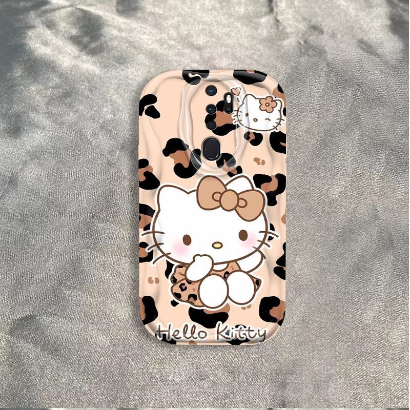 Thích hợp cho OPPO A9 2020 A5 2020 3D Cầm Tay Mềm TPU Da Báo In Hình Kitty Ốp Điện Thoại Chống Sốc