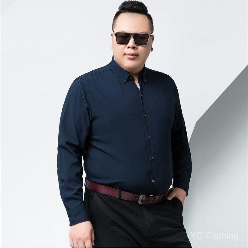 [M-8XL] Áo sơ mi nam dài tay cỡ lớn mới, áo sơ mi màu trơn cỡ lớn dành cho nam LGQQQ