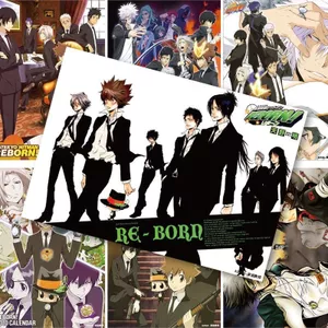 Poster Anime Tái Sinh Hitman 10 Chiếc – Tsuna Reborn Lambo, Kích Thước A4, Trang Trí Tường Phòng Ký Túc Xá, Bộ Cắt Dán Tường Thẩm Mỹ