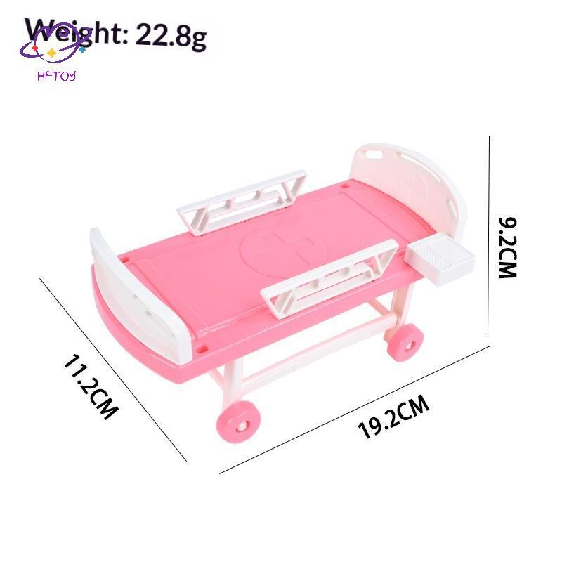 HFTOY 1 Chiếc giường bệnh mô phỏng, phụ kiện chơi bác sĩ y tá nam nữ cho búp bê, đồ chơi trẻ em ~
