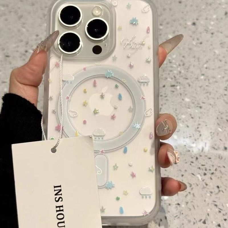 Ins Wind Cloud Mirror Giá đỡ từ tính Thích hợp cho iPhone17promax / 16 / 14 Vỏ bảo vệ 13 / 12 Nữ 15