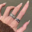 Tính khí thời trang bạc chải rỗng ren zircon cá tính đa năng có thể điều chỉnh nhẫn nữ