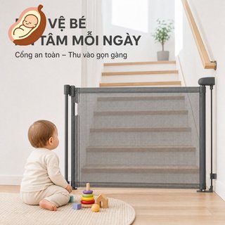 Cổng an toàn cho bé có thể thu vào Rào chắn cửa cầu thang Lưới PVC có thể gập lại Sử dụng trong nhà