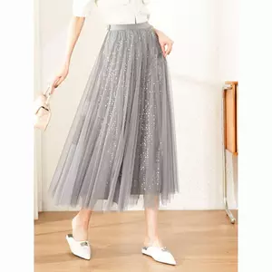 Thời trang bán chạy Công nghiệp nặng Váy gạc đính cườm cỡ lớn Váy dài nửa mùa xuân mùa hè Phong cách mới Slimm eo cao