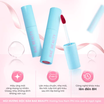 (kèm quà) Son Tint Bóng Bae Beauty Oil Tint 3.9g | Son Bóng Lâu Trôi - Không Nặng Môi - Màu Tự Nhiên Dễ Dùng