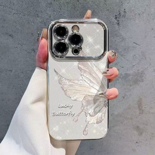 Dành Cho IPhone17 16 15 14 13 12 11 ProMaxXR XSMax 78Plus Mới màu trắng bướm lớn cửa sổ điện thoại trường hợp