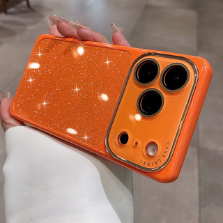 Full Ống Kính Bảo Vệ Phim Lấp Lánh Bột Vuông Ốp Lưng Điện Thoại iPhone 17Promax 14 15 16 Pro Max 13 Silicon Chống Sốc Nữ Điện Thoại Di Động