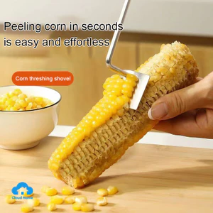 Xẻng xúc ngô bằng thép không gỉ, dụng cụ nhà bếp nhỏ gọn, máy đập ngô gia dụng.