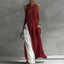 Thường Ngày Không Tay Mùa Hè Boho Kỳ Nghỉ Đầm Maxi Người Phụ Nữ Gợi Cảm Cổ Tròn Màu Sắc Tương Phản Đầm Dài Mùa Xuân Túi Chữ A Đầm Dự Tiệc