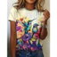 Thời Trang 3D Bướm In Hình Áo Thun Nữ Mùa Hè Cổ Tròn Tay Ngắn Kawaii Girl Tee