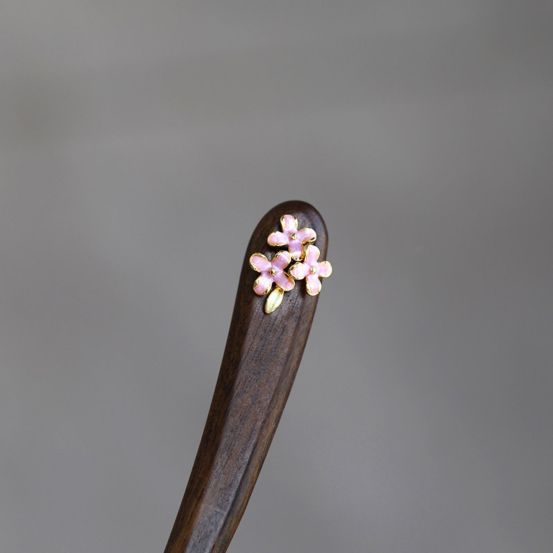 Kẹp Tóc Ngắn 13cm từ Gỗ Đàn Hương Đỏ, Thiết Kế Cuộn Tóc Phù Hợp cho Tóc Ngắn