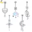 Nhẫn rốn xuyên barbell thép không gỉ sáng bóng hình trái tim - Phụ kiện body piercing thời trang dành cho nữ