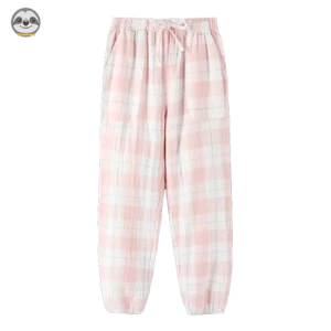 Phong Cách Nhật Bản Phong Cách Muji / Sợi Đôi Dài Kẻ Sọc Dây Rút Quần Pyjama / Nam Nữ Cotton Nguyên Chất Mỏng Phong Cách Có Thể Mặc Ngoài Quần Rời Nhà