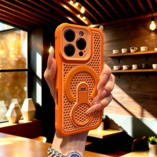 【360° Chân đế quay + Lỗ thông hơi làm mát 】 Ốp từ tính cho iPhone 17 Pro Max 12 13 14 15 16 Pro Max Vỏ cứng tản nhiệt thoáng khí Ốp lưng chống rơi có giá đỡ mặt sau