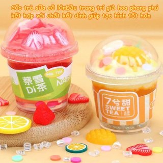 Bộ đồ chơi cốc trà sữa Mini DIY Handmade An toàn Chất liệu không độc hại Vai trò sáng tạo Chơi cho trẻ em 7-14