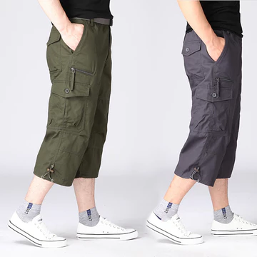 Xuất khẩu sang Đức Châu Âu Mỹ Quần Áo Crop Quần Nam Nhiều Túi Quần 7 Điểm Nam Quần Giữa Quần Short Nam Cotton Nguyên Chất Crop Quần Nam