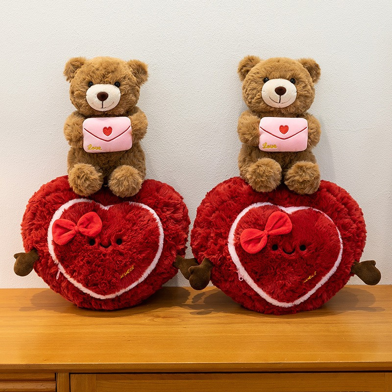Thú Bông 2in1 Hình Trái Tim – Gấu Teddy ôm Thư 25cm, Mịn Màng Cao Cấp, Quà Sinh Nhật ý Nghĩa Cho Bạn Gái Và Bé Gái