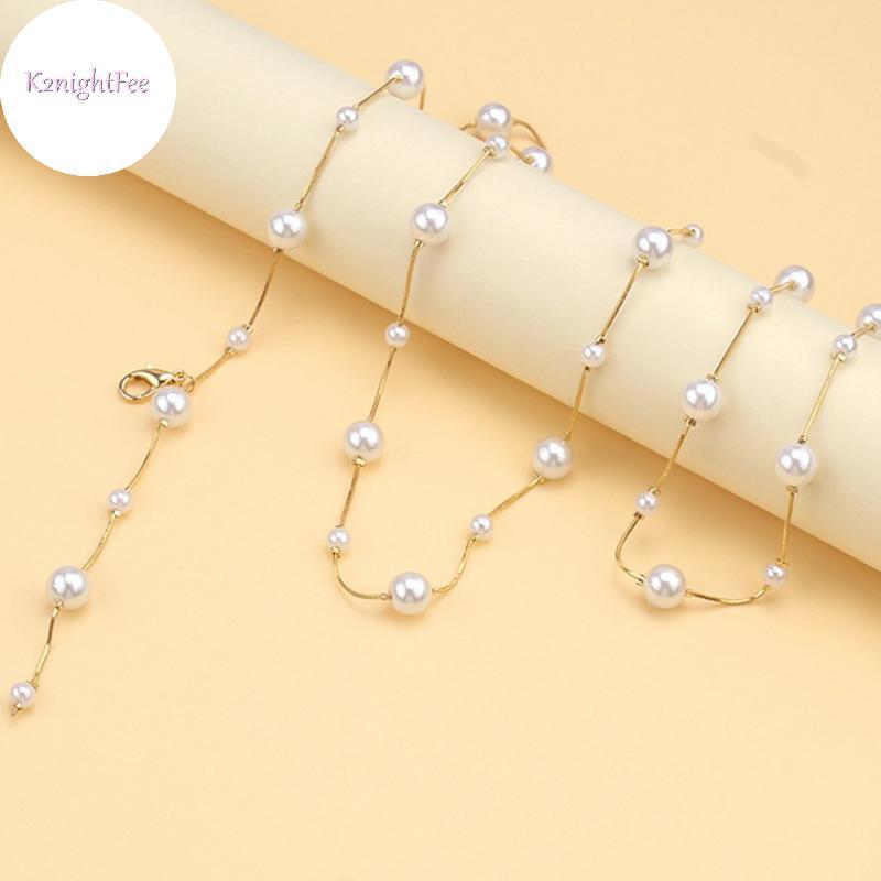K2nightFee Dây Thắt Lưng Nữ Giả Ngọc Trai và Kim Loại Đơn Giản