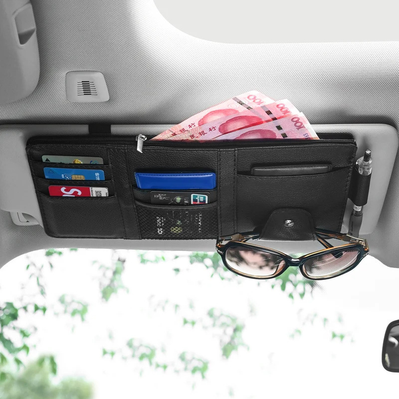 Car Sun Visor Organizer Multi Pocket Zipper Storage Bag